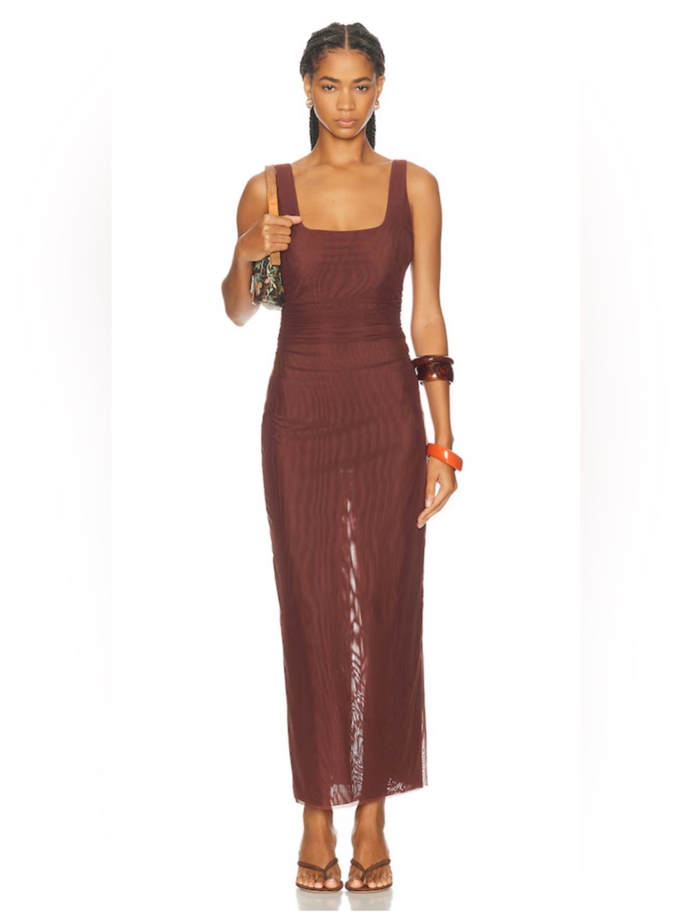SIR. Jacques Twist Midi mesh dress- size 1 / S- Espresso - NWT